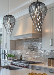 Gabriella 5 Light 15" Pendant in Matte Black in a room setting