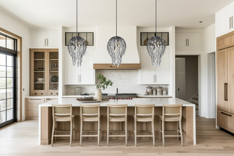 Gabriella 6 Light 18" Pendant in Matte Black in a room setting