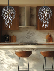 Gabriella 6 Light 18" Pendant in Matte Black in a room setting