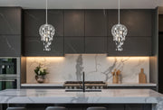 Gabriella 3 Light 9" Pendant in Brushed Nickel in a room setting