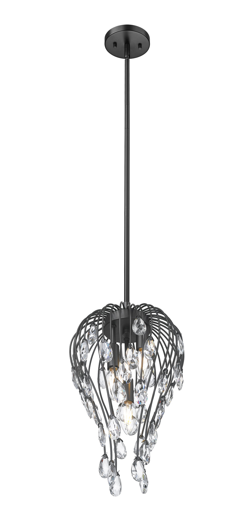 Gabriella 3 Light 9" Pendant in Matte Black