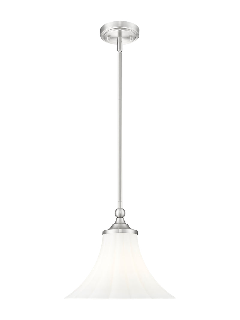 Fleur 1 Light 12" Pendant in Brushed Nickel