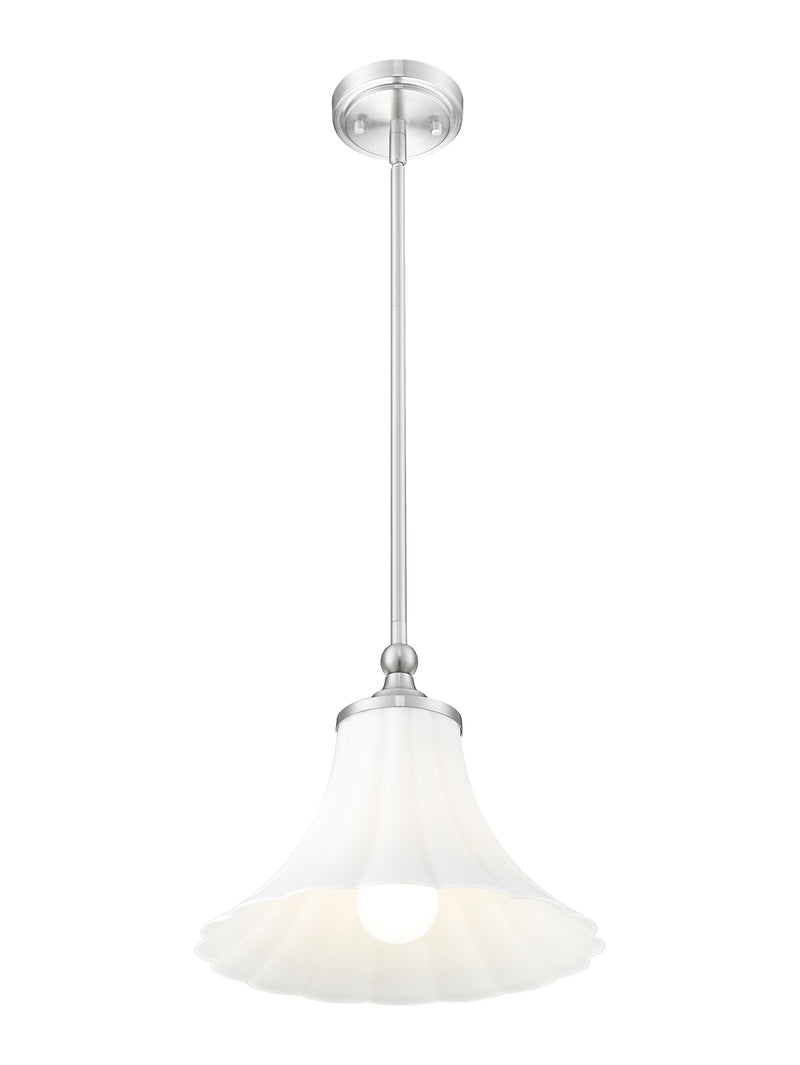 Fleur 1 Light 12" Pendant in Brushed Nickel