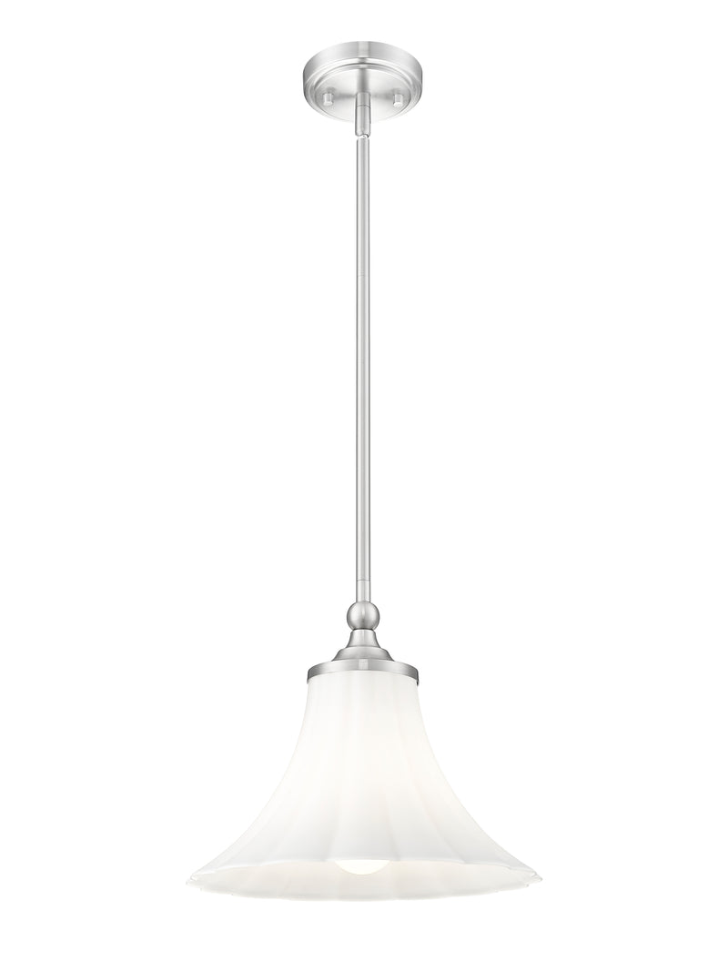 Fleur 1 Light 12" Pendant in Brushed Nickel