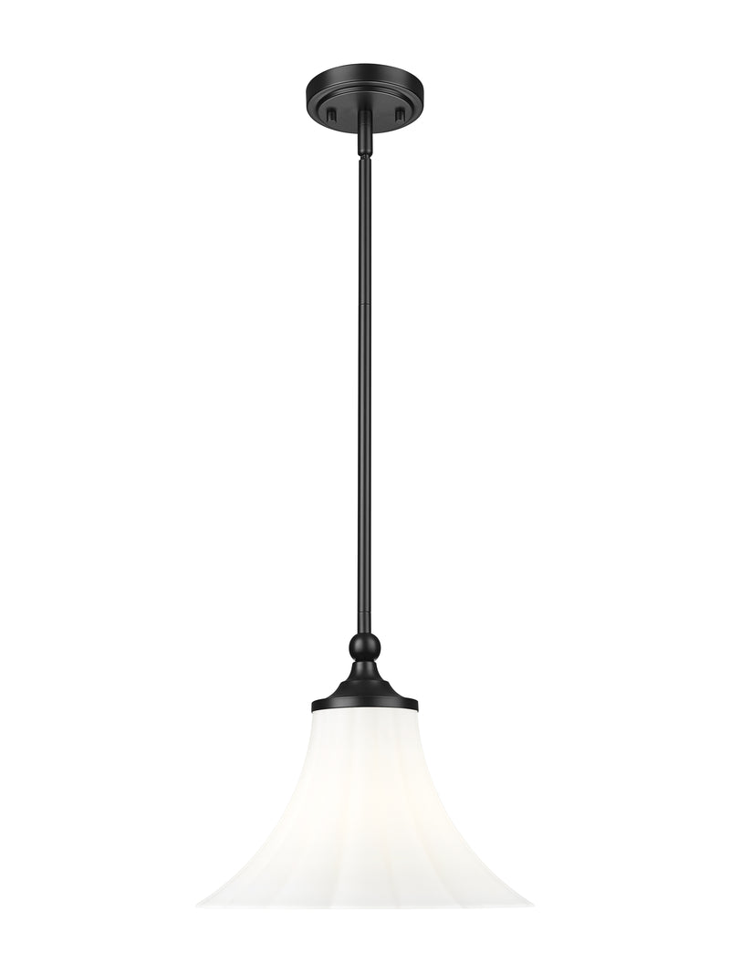Fleur 1 Light 12" Pendant in Matte Black