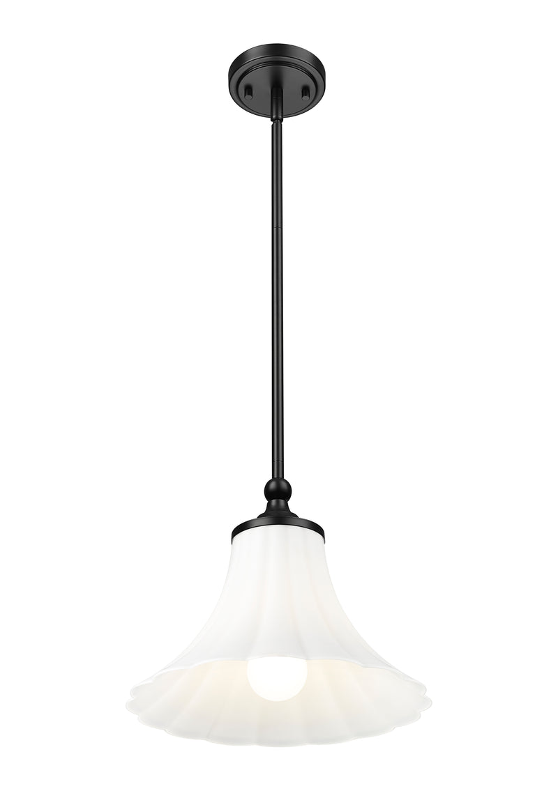 Fleur 1 Light 12" Pendant in Matte Black