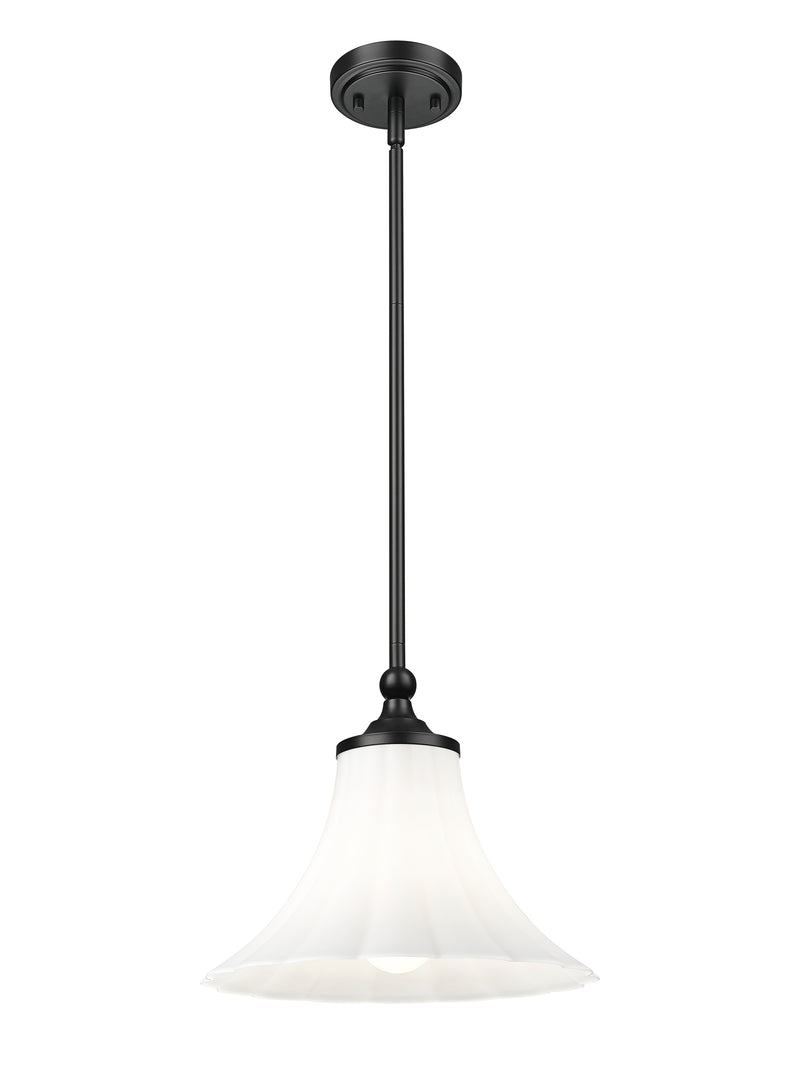 Fleur 1 Light 12" Pendant in Matte Black