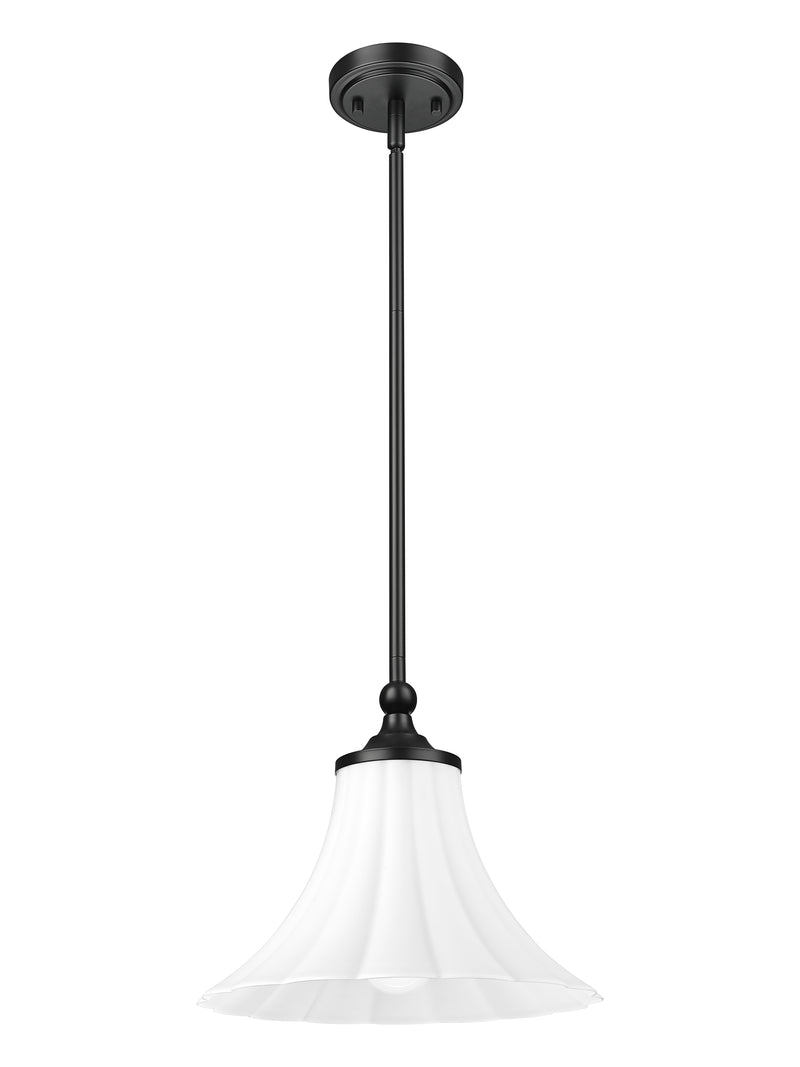 Fleur 1 Light 12" Pendant in Matte Black
