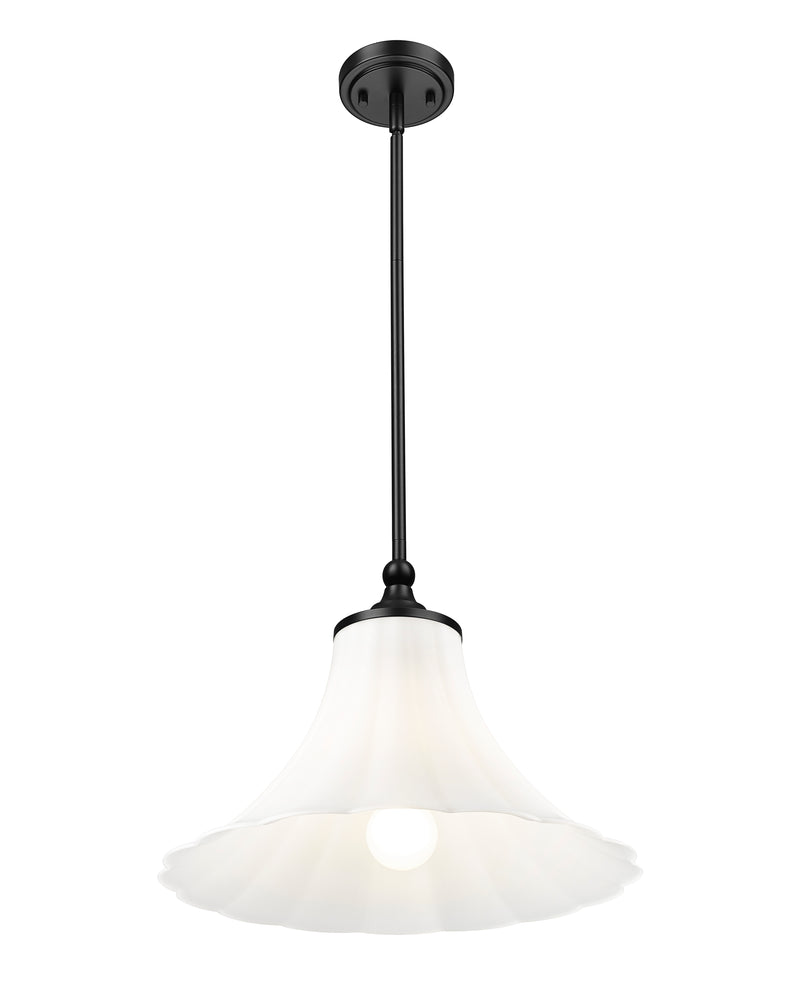 Fleur 1 Light 16" Pendant in Matte Black