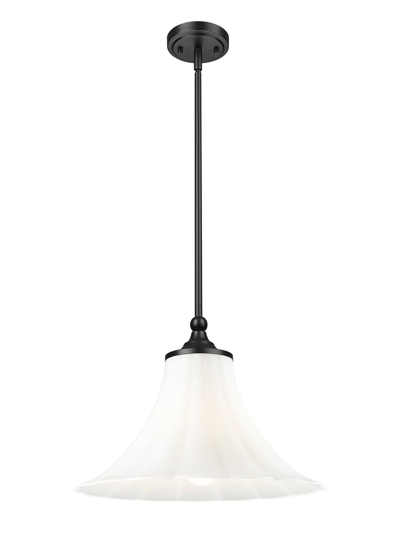 Fleur 1 Light 16" Pendant in Matte Black