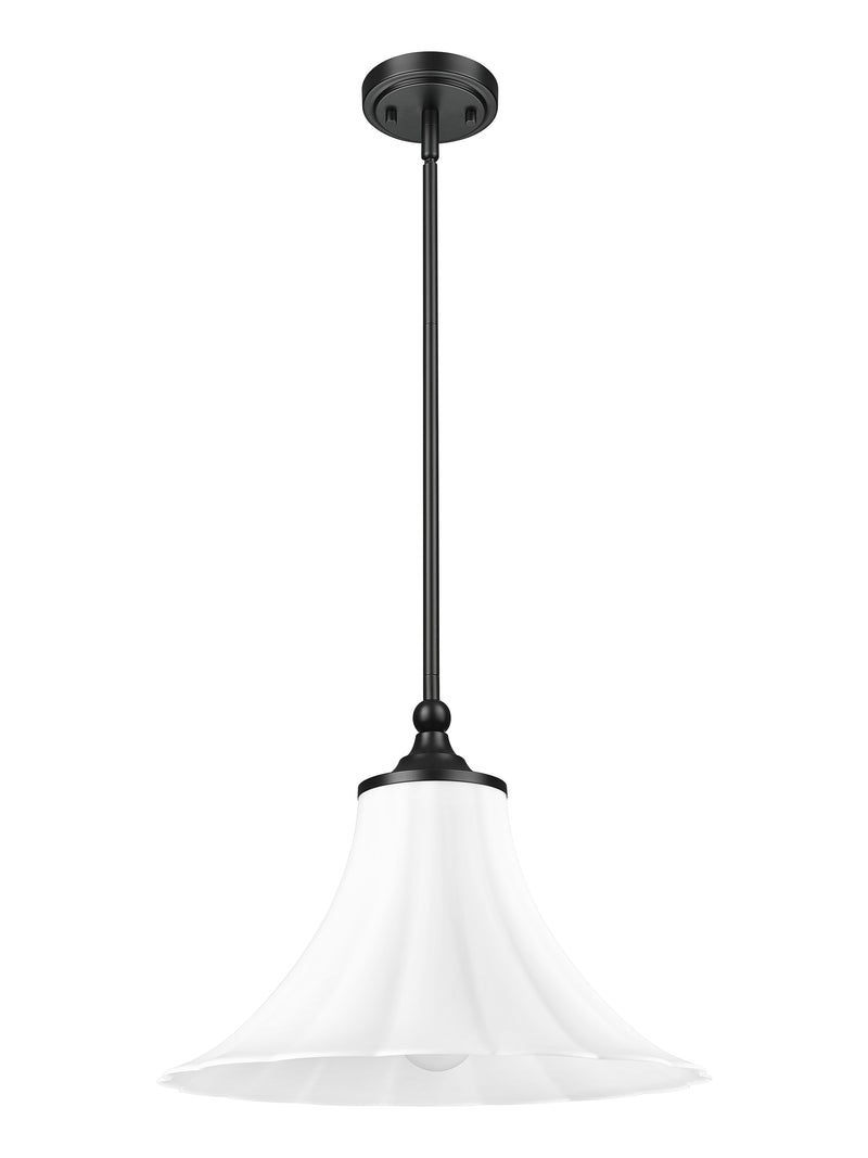 Fleur 1 Light 16" Pendant in Matte Black