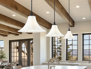 Fleur 1 Light 16" Pendant in Matte Black in a room setting
