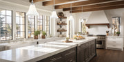 Fleur 1 Light 8" Pendant in Brushed Nickel in a room setting