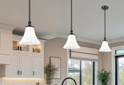 Fleur 1 Light 8" Pendant in Matte Black in a room setting