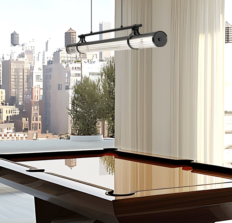 Benoit 1 Light 56" Linear Pendant in Matte Black in a room setting