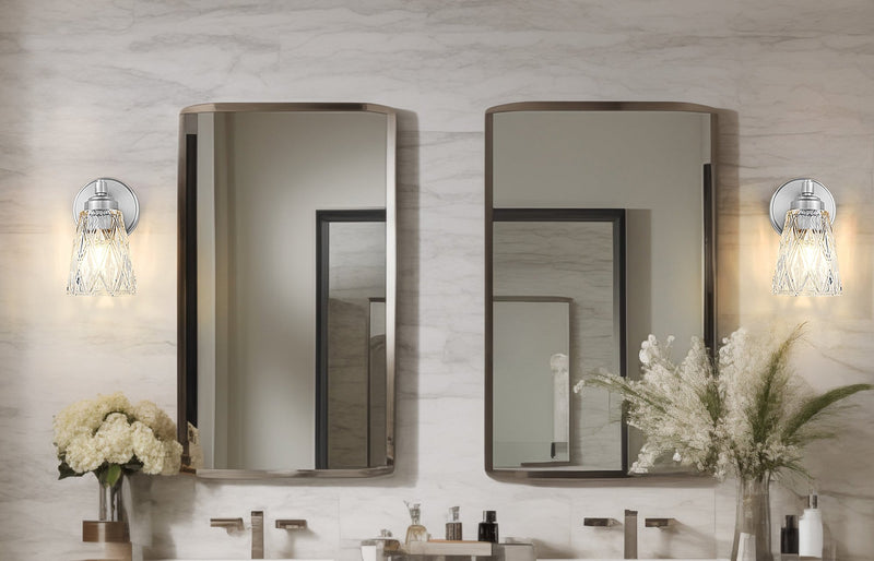 Andree 1 Light 5" Wall Sconce in Brushed Nickel in a room setting