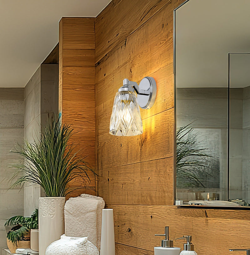 Andree 1 Light 5" Wall Sconce in Chrome in a room setting