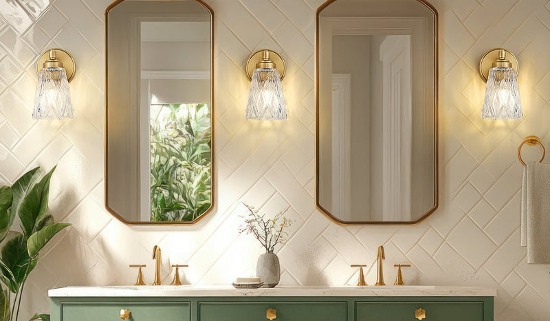 Andree 1 Light 5" Wall Sconce in Modern Gold in a room setting