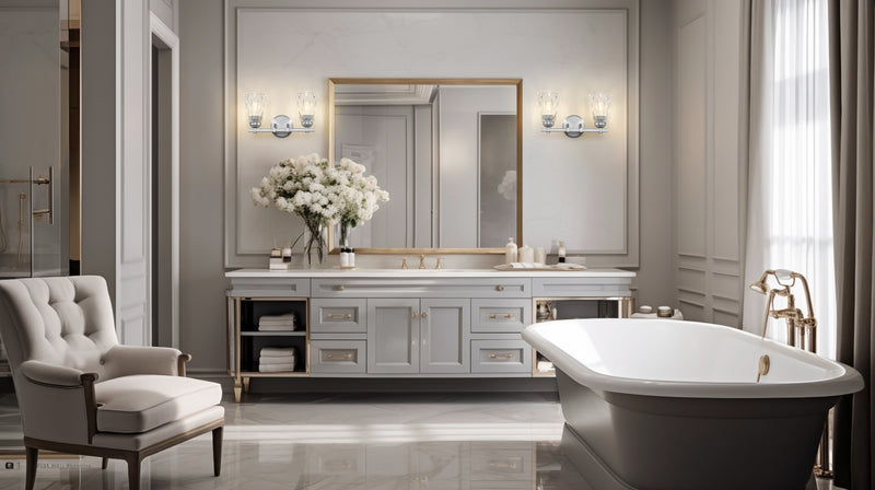 Andree 2 Light 16" Vanity in Brushed Nickel in a room setting