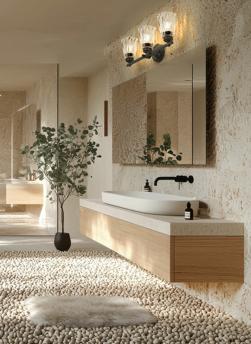 Andree 3 Light 24" Vanity in Matte Black in a room setting