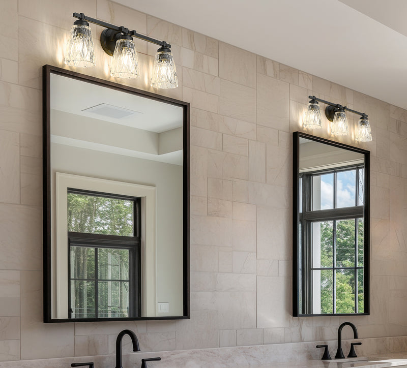 Andree 3 Light 24" Vanity in Matte Black in a room setting