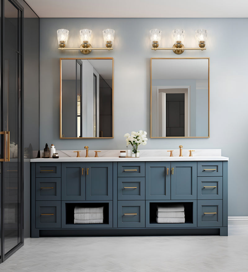 Andree 3 Light 24" Vanity in Modern Gold in a room setting