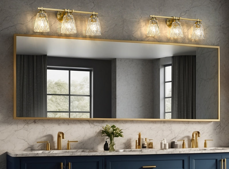 Andree 3 Light 24" Vanity in Modern Gold in a room setting