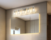 Andree 5 Light 40" Vanity in Brushed Nickel in a room setting