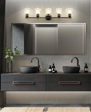 Andree 5 Light 40" Vanity in Matte Black in a room setting