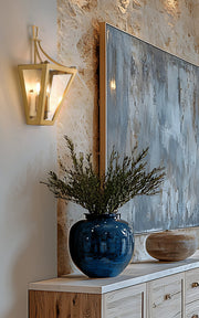Montalcino 2 Light 10" Wall Sconce in Rubbed Brass in a room setting