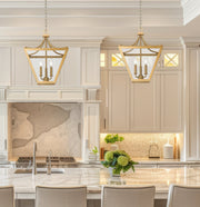 Montalcino 3 Light 16" Pendant in Rubbed Brass in a room setting
