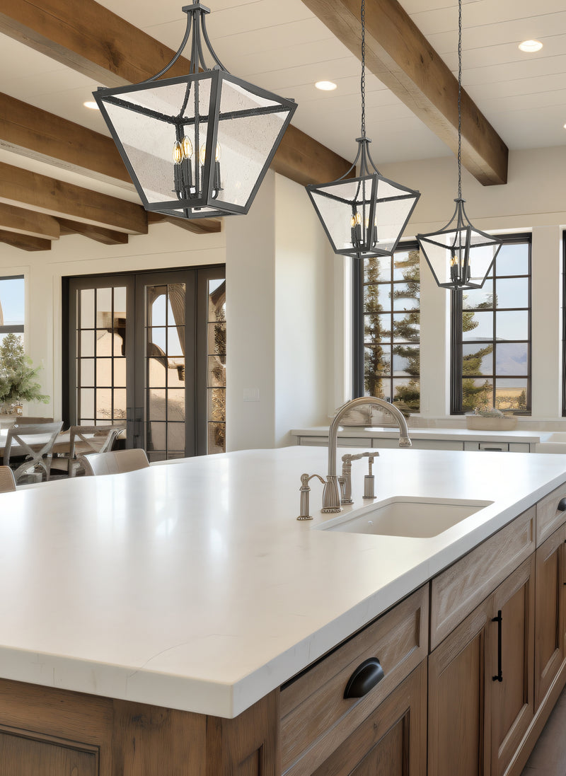 Montalcino 4 Light 18" Pendant in Iron Ore in a room setting