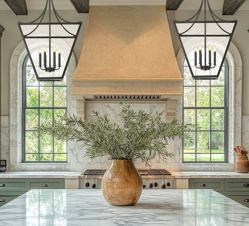 Montalcino 6 Light 26" Pendant in Iron Ore in a room setting