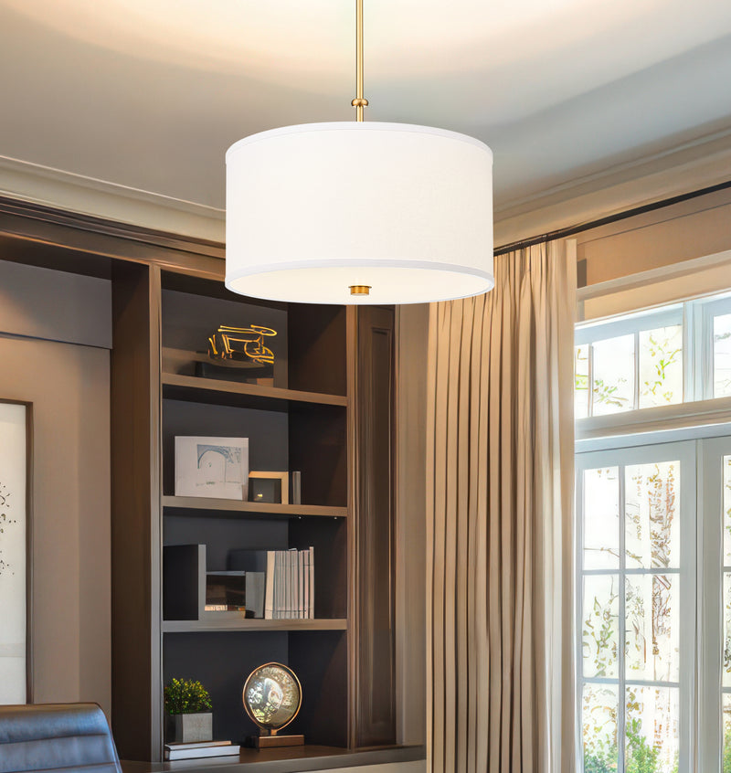 Linden 1 Light 18" Pendant in Modern Gold in a room setting