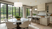 Linden 1 Light 18" Pendant in Modern Gold in a room setting