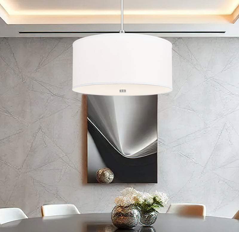 Linden 1 Light 24" Pendant in Brushed Nickel in a room setting