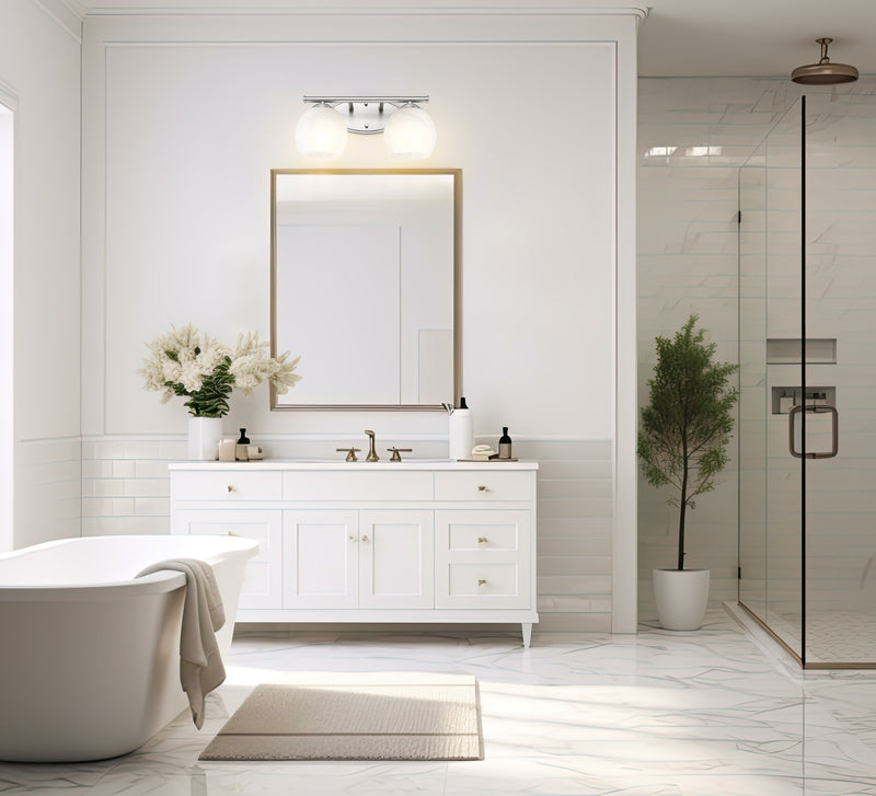 Colette 2 Light 16" Vanity in Brushed Nickel in a room setting