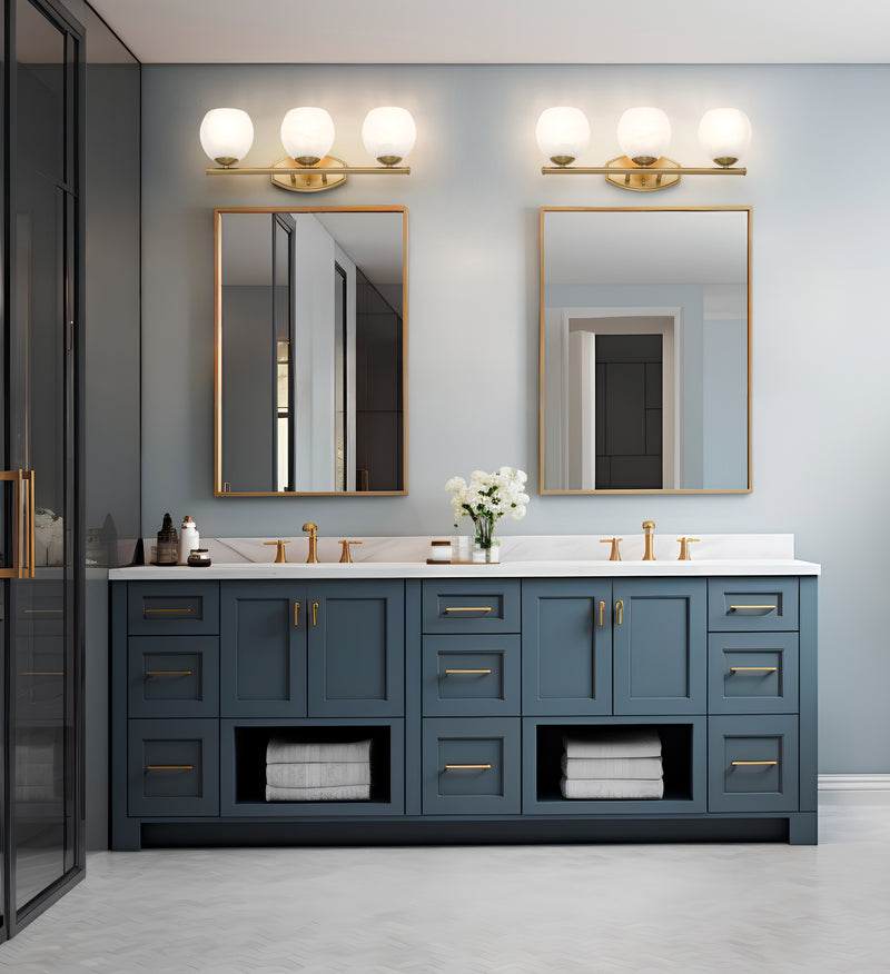 Colette 3 Light 24" Vanity in Modern Gold in a room setting