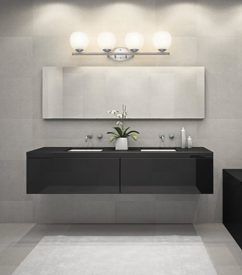 Colette 4 Light 32" Vanity in Brushed Nickel in a room setting
