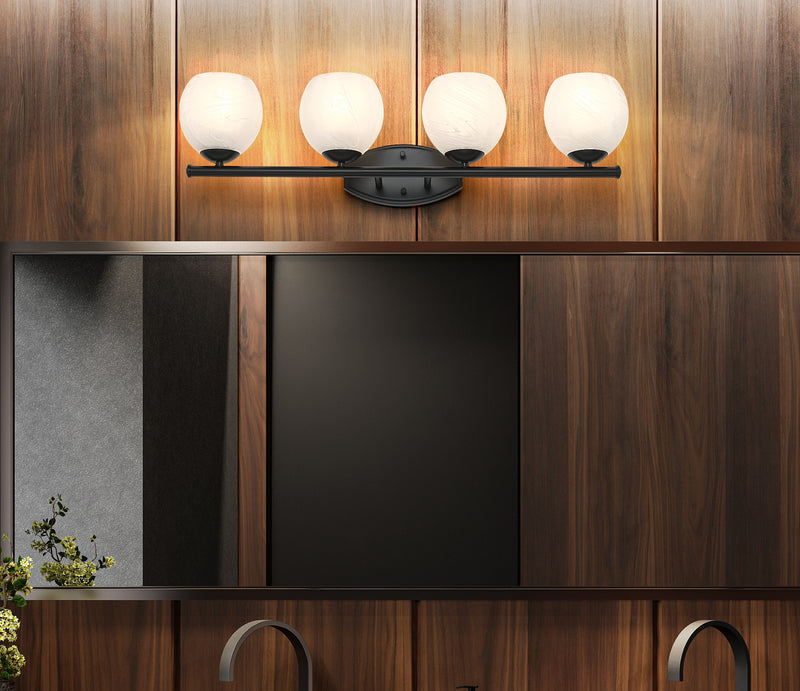 Colette 4 Light 32" Vanity in Matte Black in a room setting