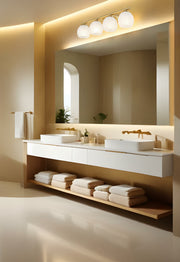 Colette 4 Light 32" Vanity in Modern Gold in a room setting