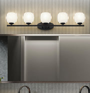 Colette 5 Light 42" Vanity in Matte Black in a room setting