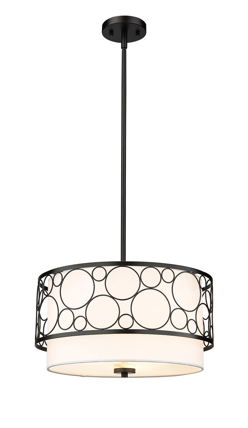 Kendall 3 Light 17" Pendant in Matte Black