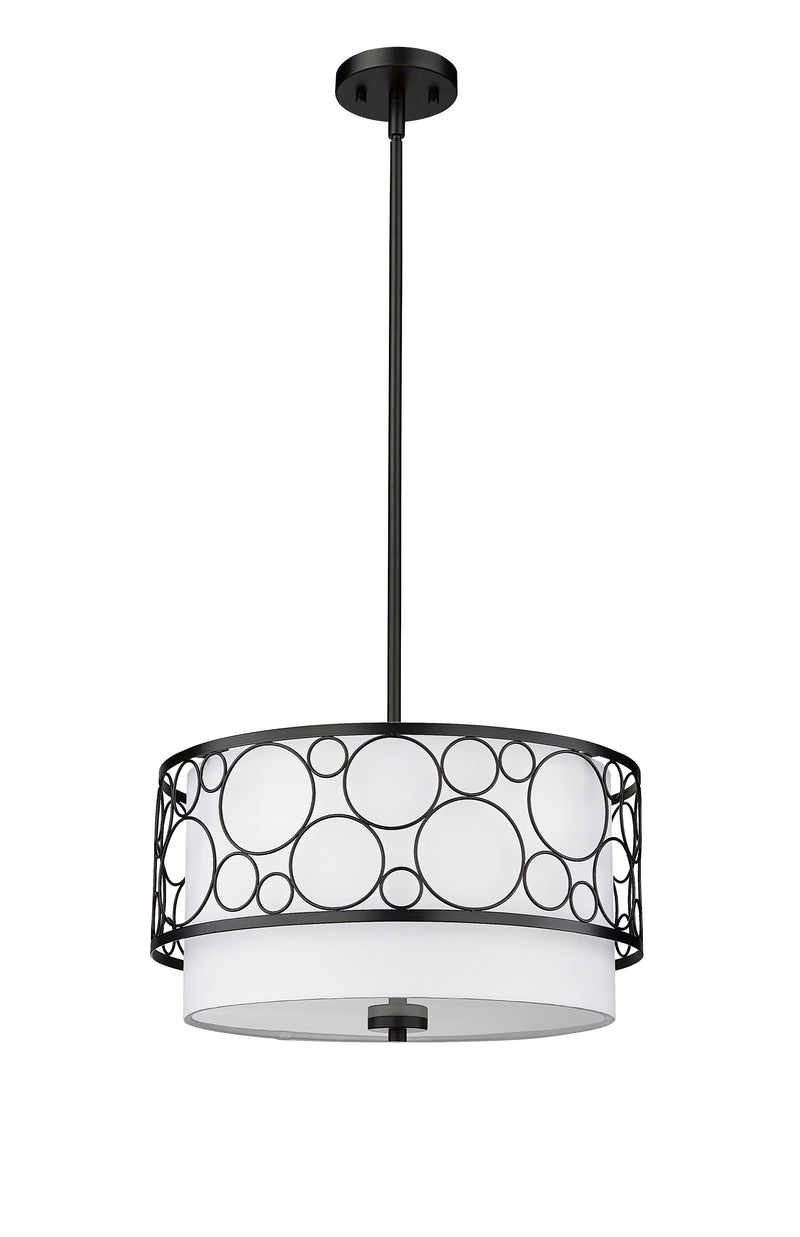 Kendall 3 Light 17" Pendant in Matte Black
