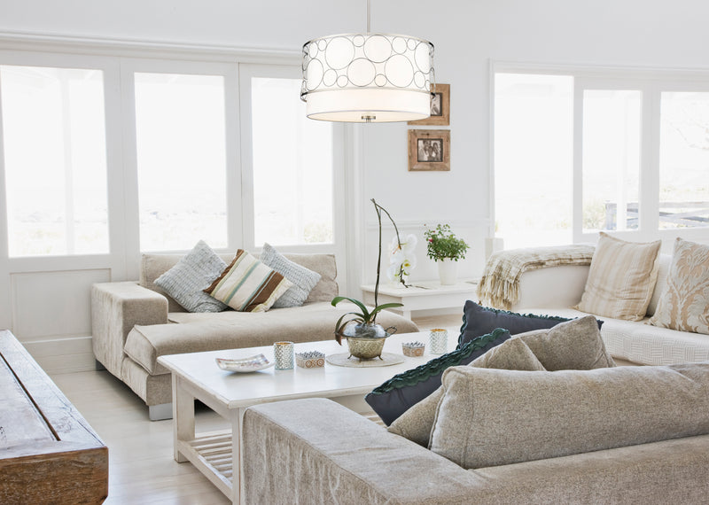 Kendall 4 Light 24" Pendant in Brushed Nickel in a room setting
