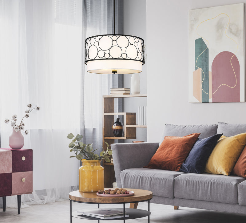 Kendall 4 Light 24" Pendant in Matte Black in a room setting