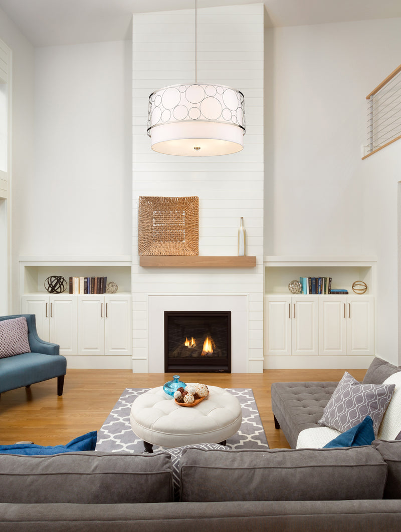 Kendall 5 Light 32" Pendant in Brushed Nickel in a room setting
