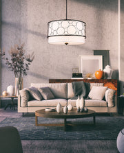 Kendall 5 Light 32" Pendant in Matte Black in a room setting