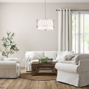 Dalton 3 Light 17" Pendant in Brushed Nickel in a room setting