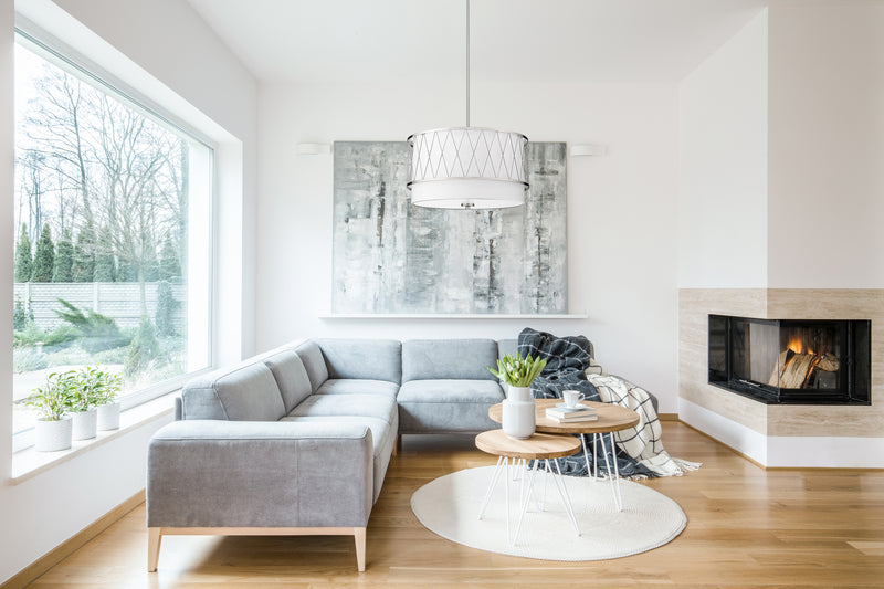 Dalton 4 Light 24" Pendant in Brushed Nickel in a room setting